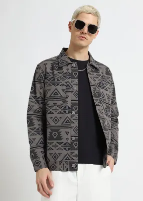 Geometric Cement Grey Summer Jacket