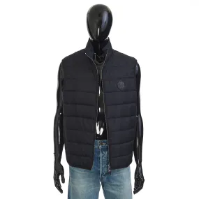 Gilet / Bodywarmer In Black Quilted Scritto Jacquard Nylon