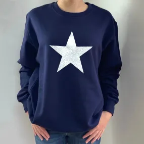 Glitter Star Sweatshirt - Midnight Blue