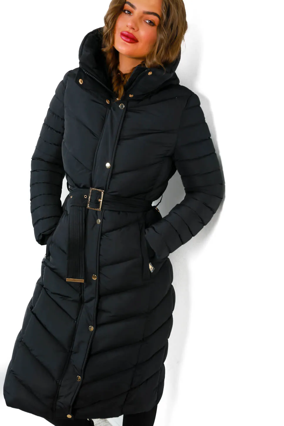 Good As Cold - Black Gold Long Puffer Jacket