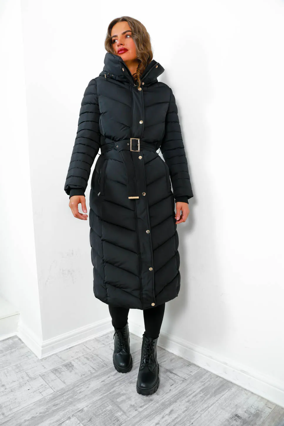 Good As Cold - Black Gold Long Puffer Jacket