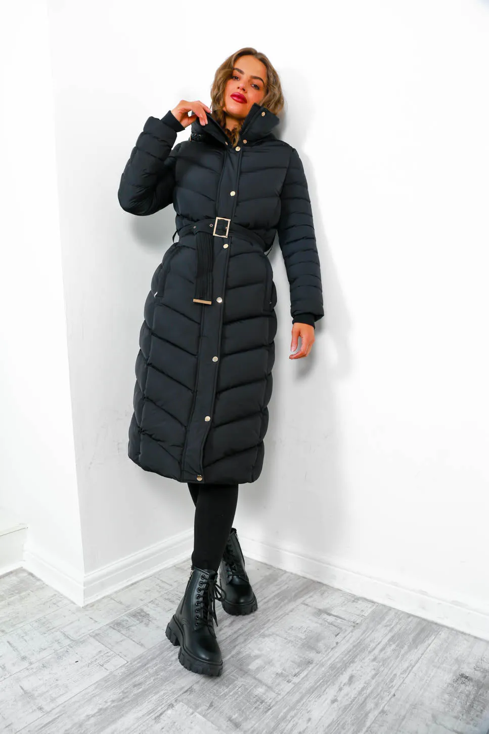 Good As Cold - Black Gold Long Puffer Jacket