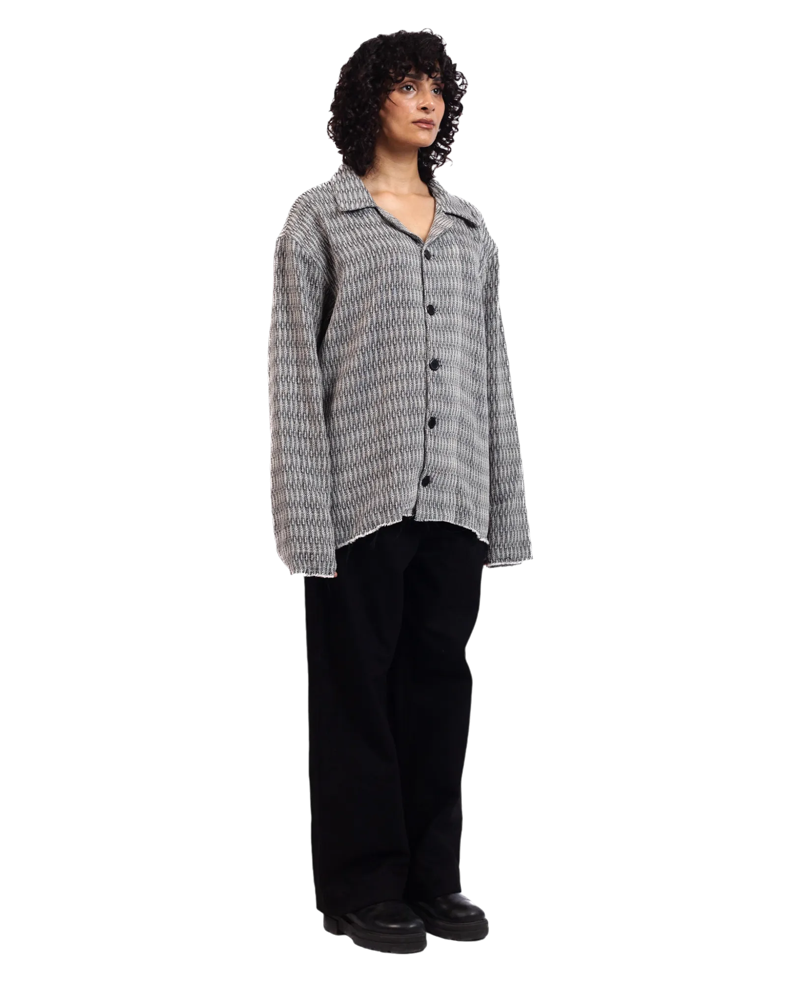 GREY DOBBY WEAVE BUTTON DOWN