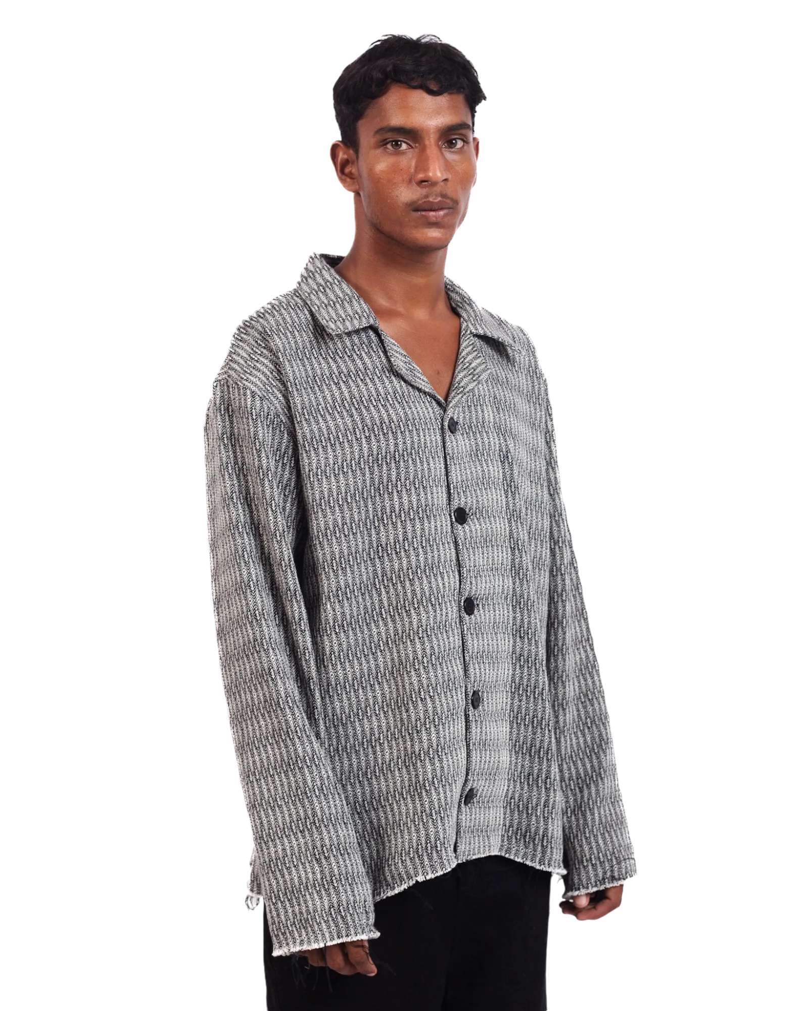 GREY DOBBY WEAVE BUTTON DOWN