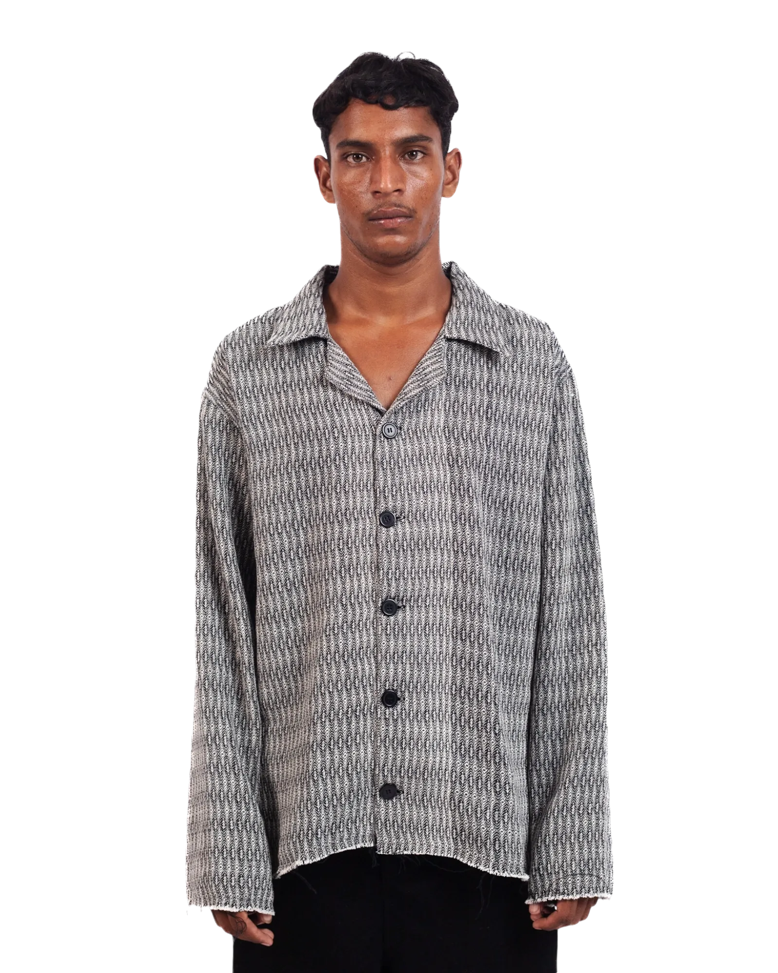 GREY DOBBY WEAVE BUTTON DOWN