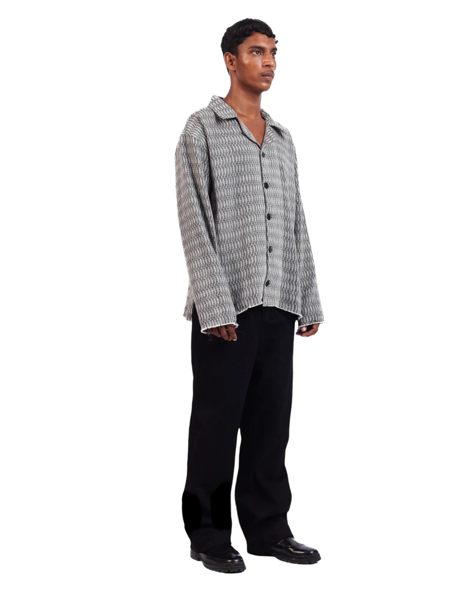 GREY DOBBY WEAVE BUTTON DOWN