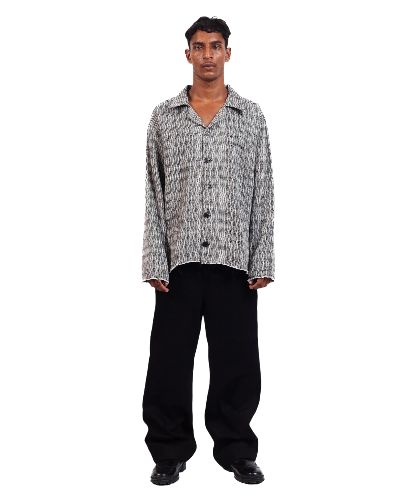 GREY DOBBY WEAVE BUTTON DOWN