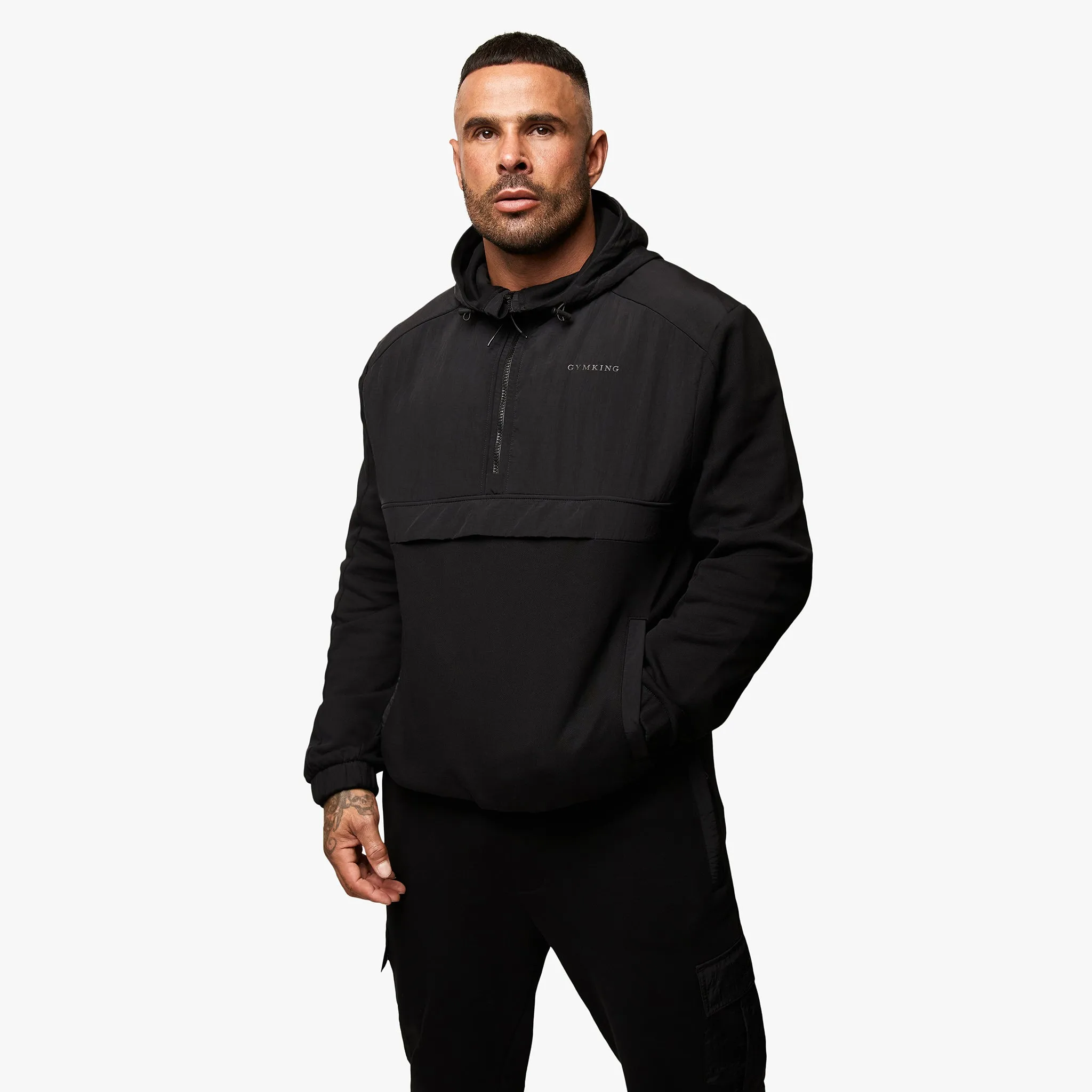 Gym King Eclipse 1/4 Zip Overhead Jacket - Black