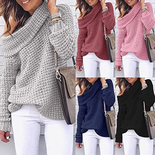 iForgirls Autumn and Winter Sweater Women's Solid Color Turtleneck Sweater