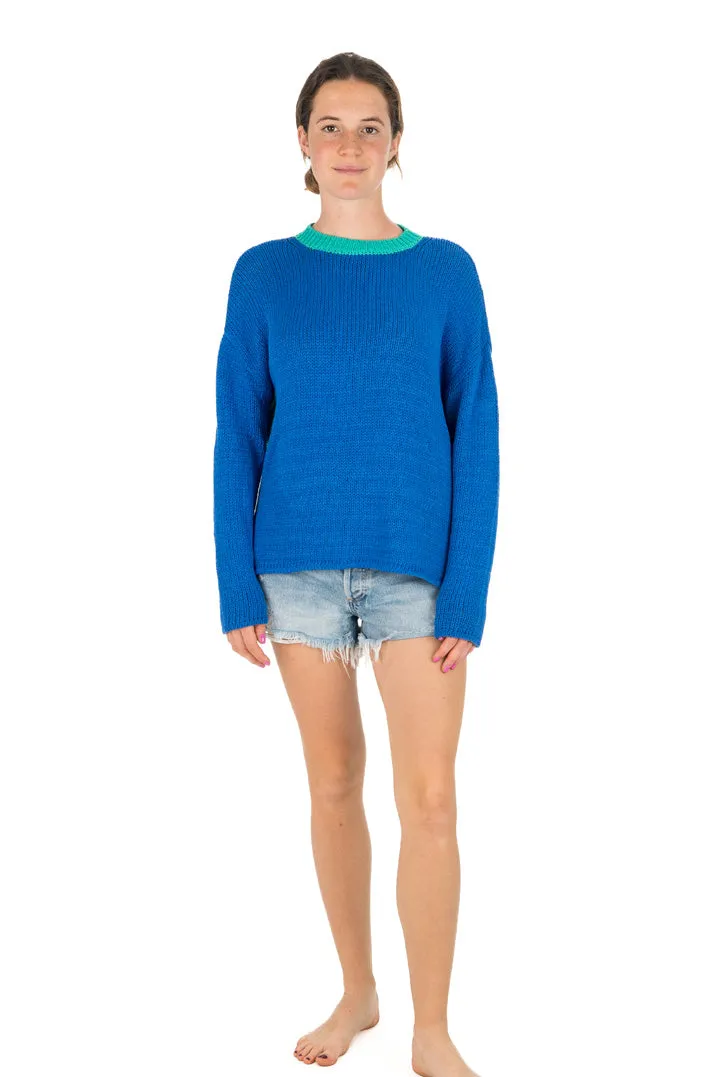 Julie Sweater - Classic Blue with Aqua