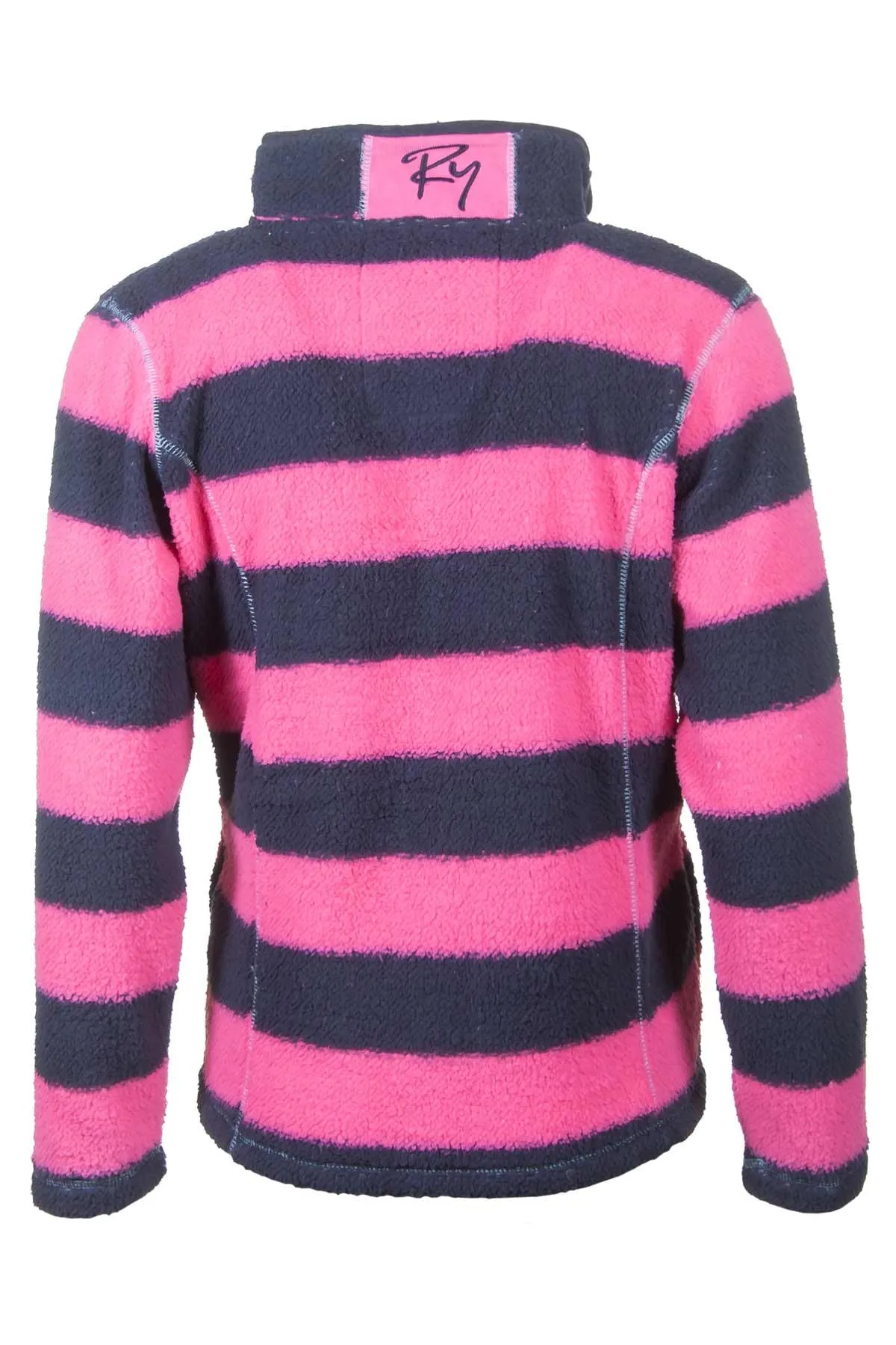 Ladies Striped Button Neck Fun Fleece