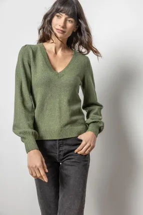 Lilla P Full Sleeve V-Neck Sweater in Wintergreen