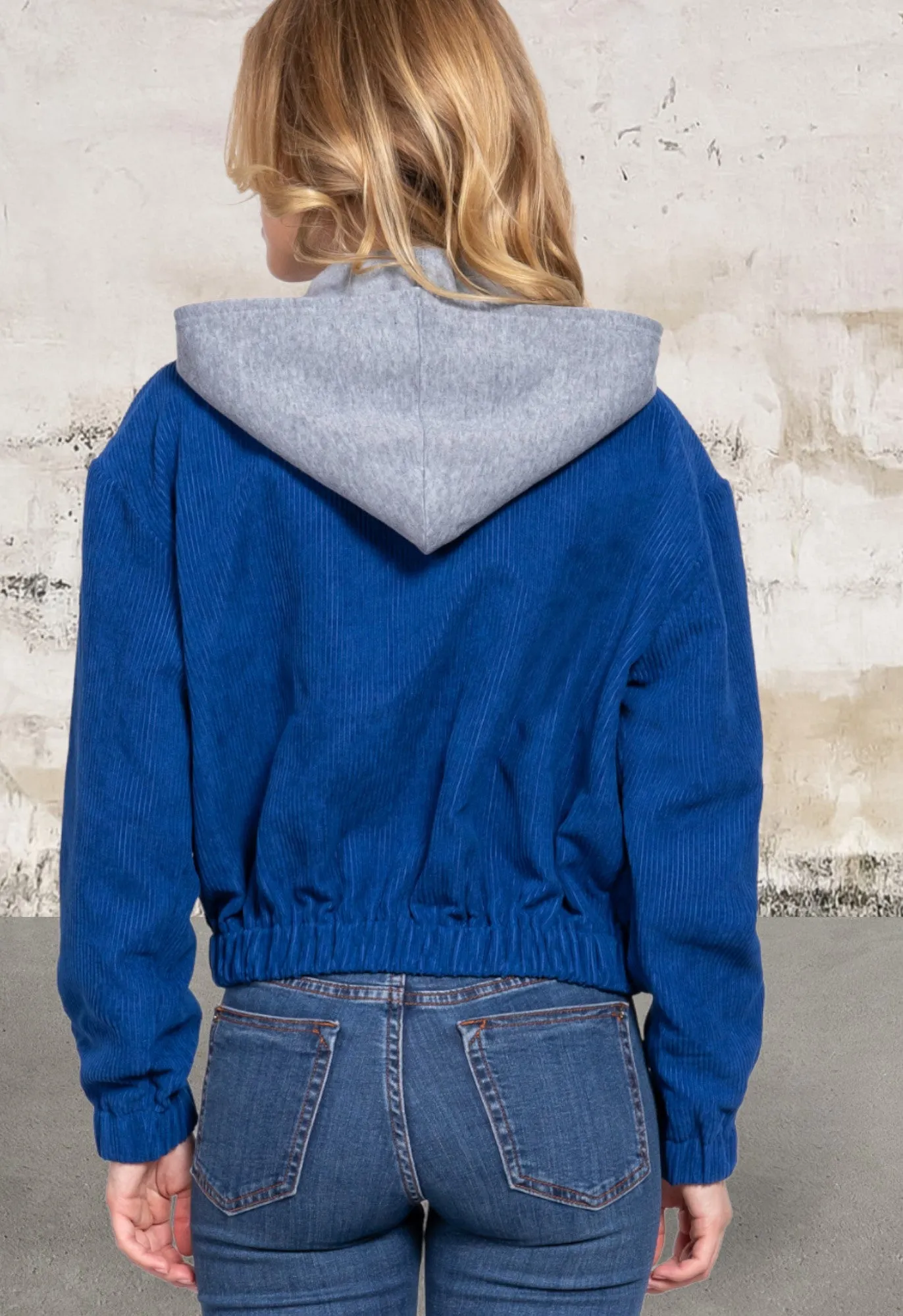 Long Sleeve Hoodie Blue Jacket