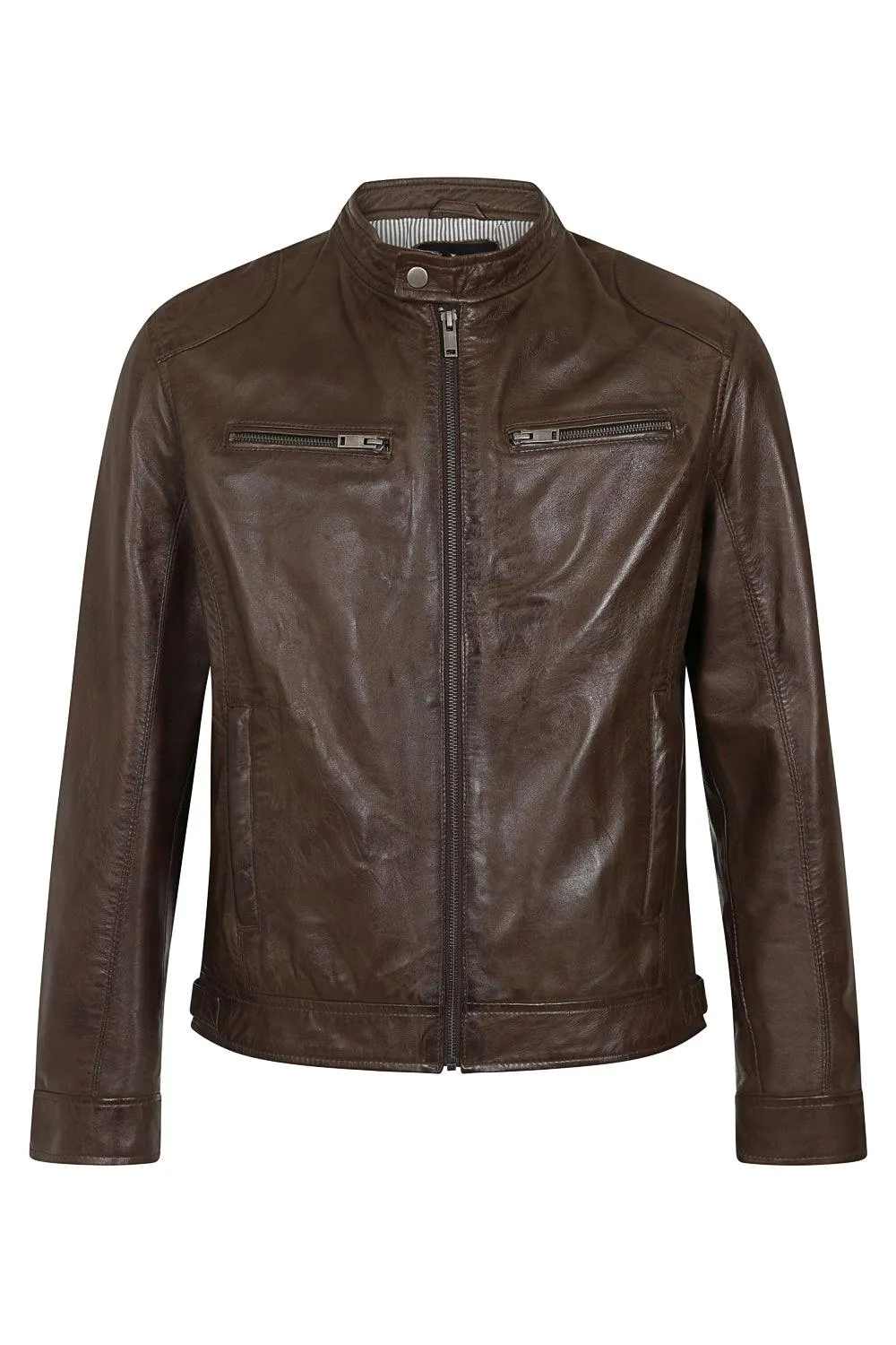 Men's Brown Genuine Classic Stylish Leather Jacket  - 'PETER'