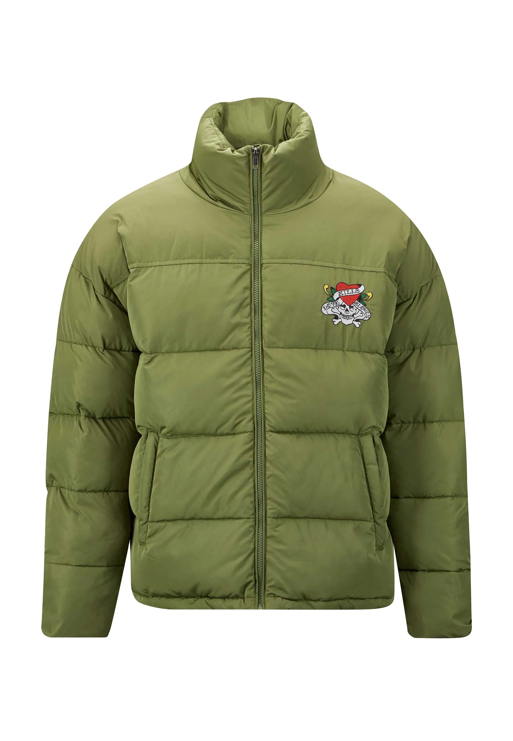 Mens Lks-Nyc-Skull Puffer Jacket - Green