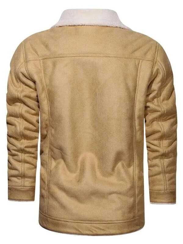 Men's Suede Jacket Warm Coats Male Outwear Winter