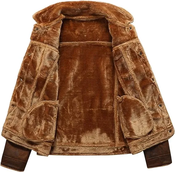 Men's Suede Jacket Warm Coats Male Outwear Winter