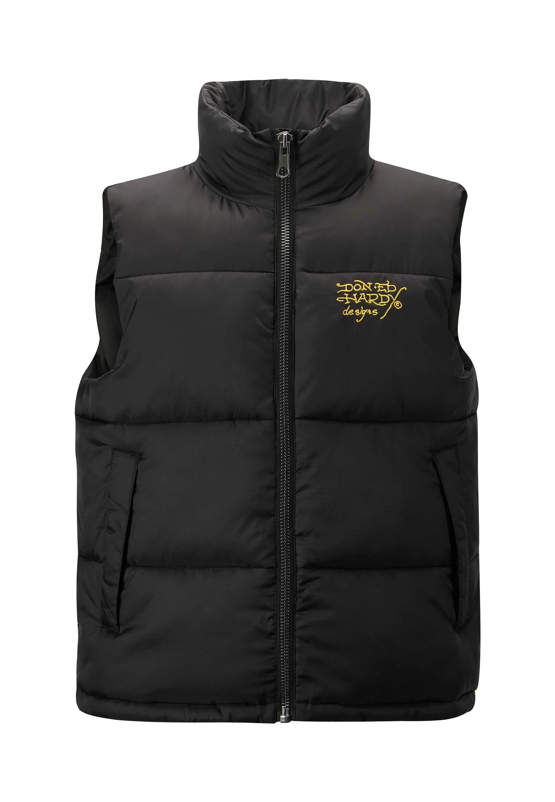 Mens Tiger-Head-Gillet Puffer Jacket - Black