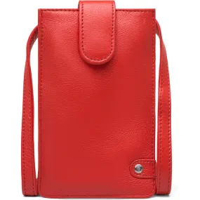 Mobile bag in soft leather and simple design / 16042 - Red