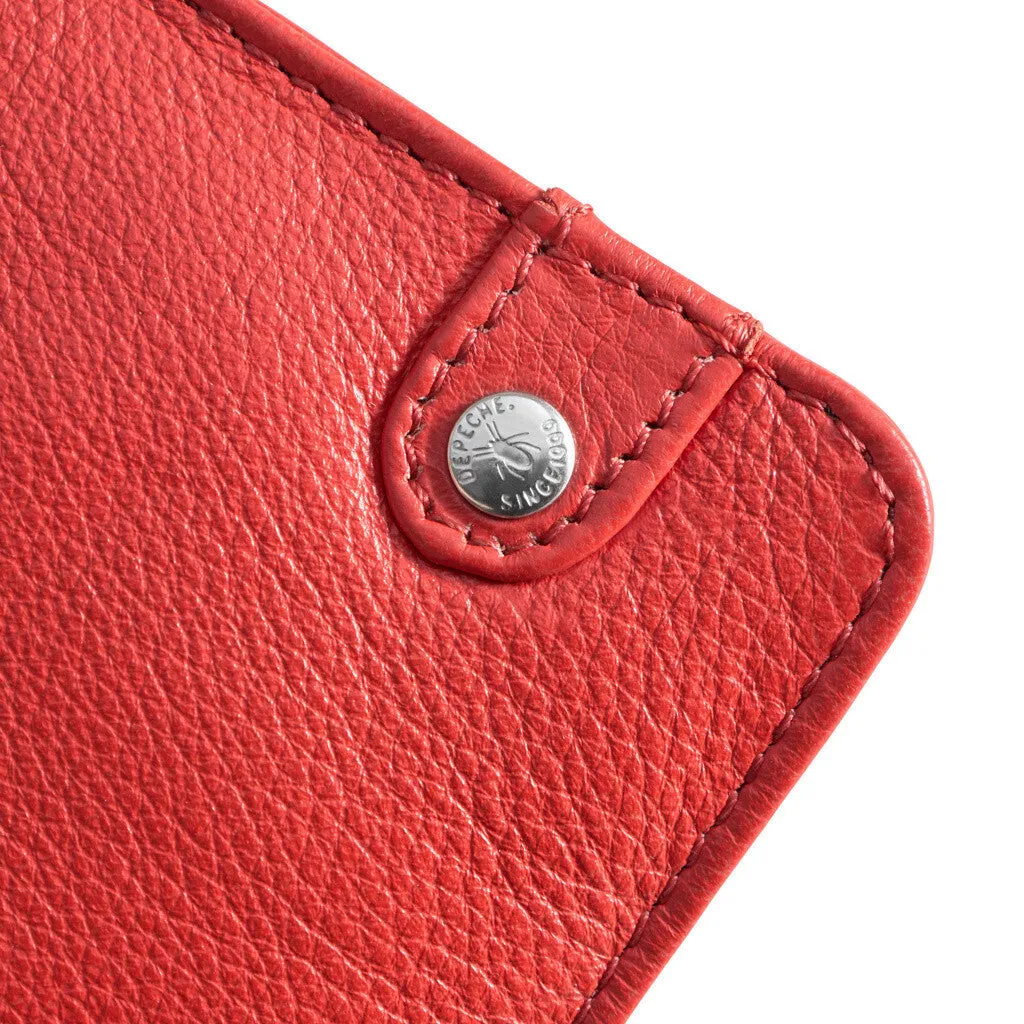 Mobile bag in soft leather and simple design / 16042 - Red