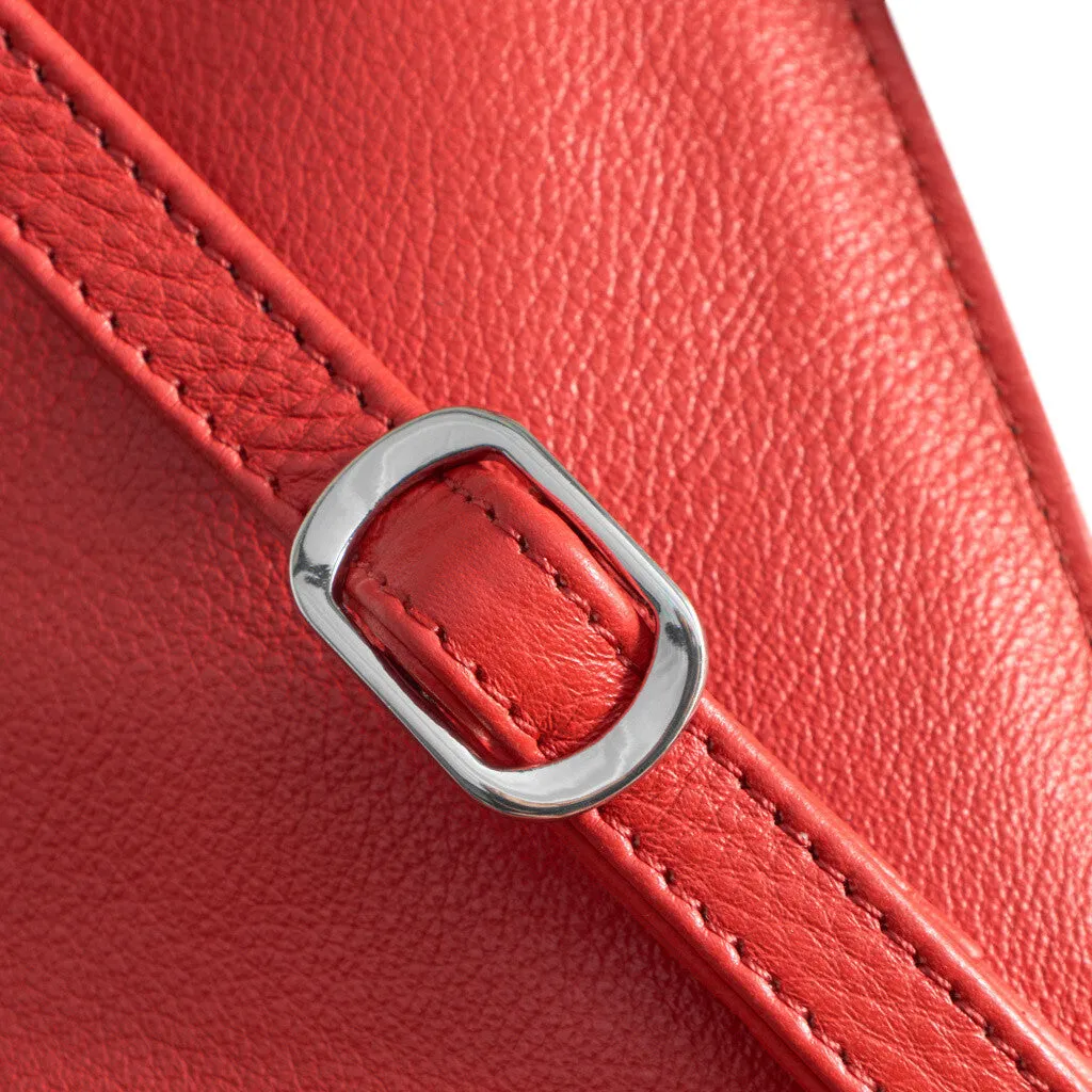 Mobile bag in soft leather and simple design / 16042 - Red