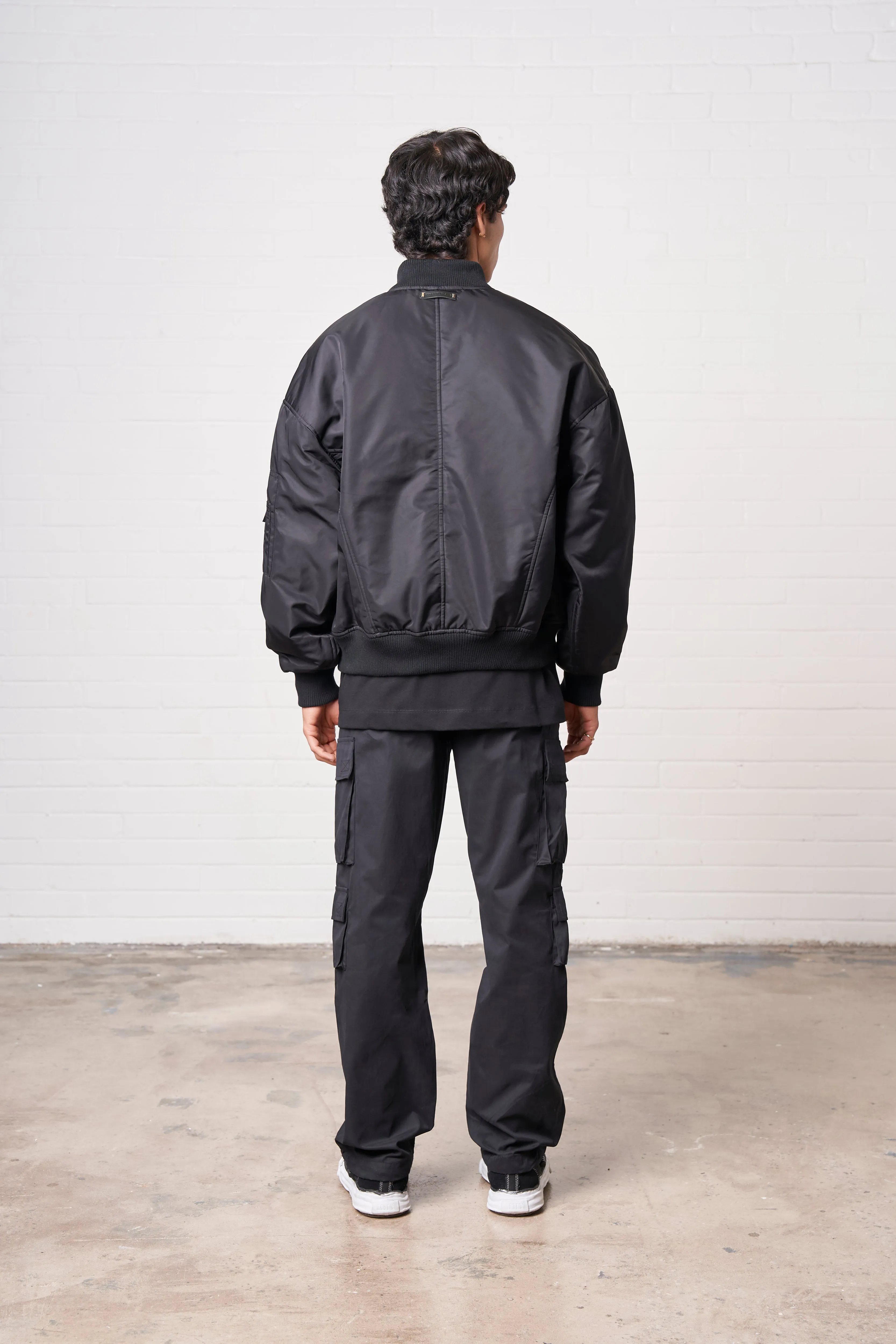 NYLON 4 EMBLEM BOMBER JACKET - BLACK