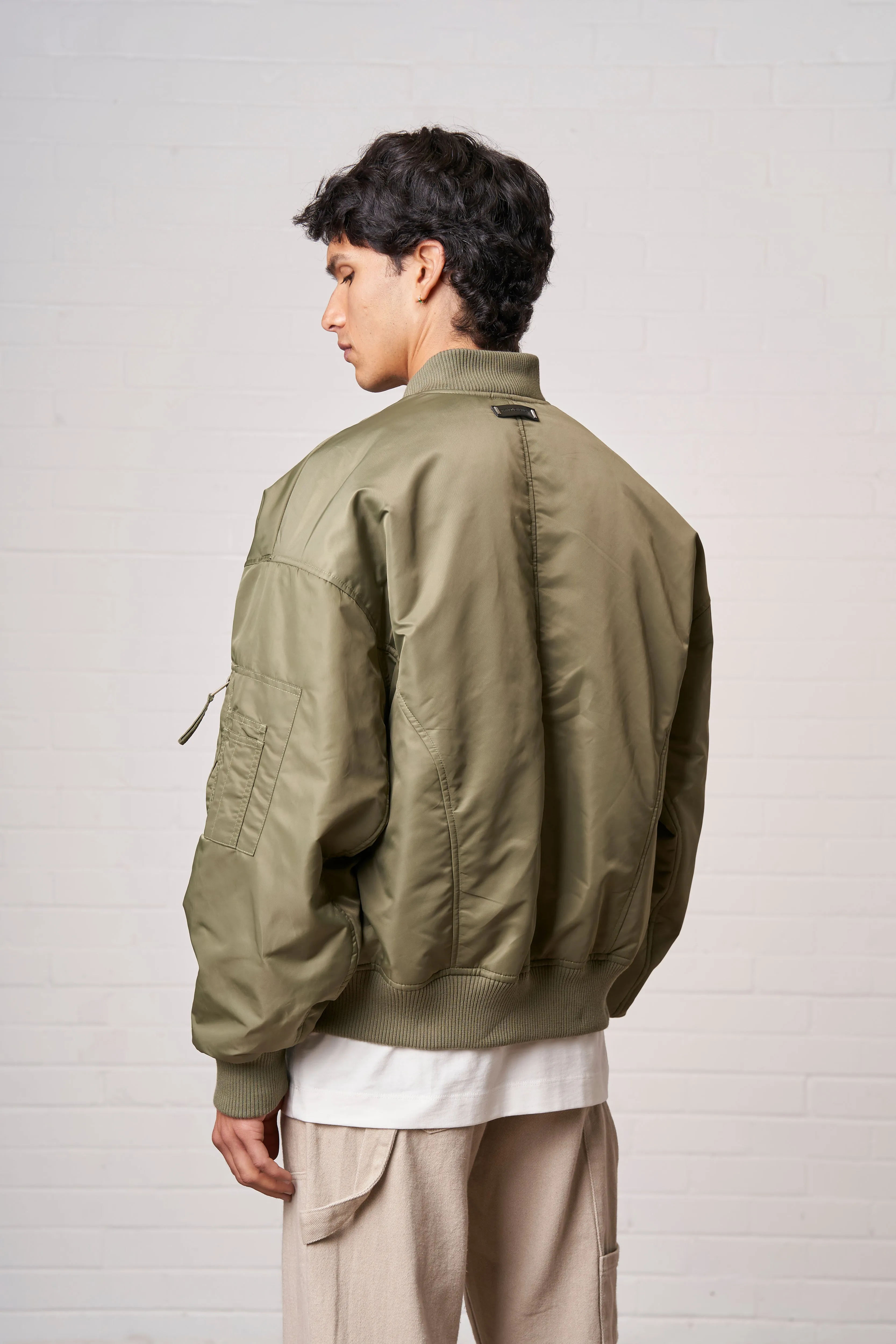 NYLON 4 EMBLEM BOMBER JACKET - KHAKI