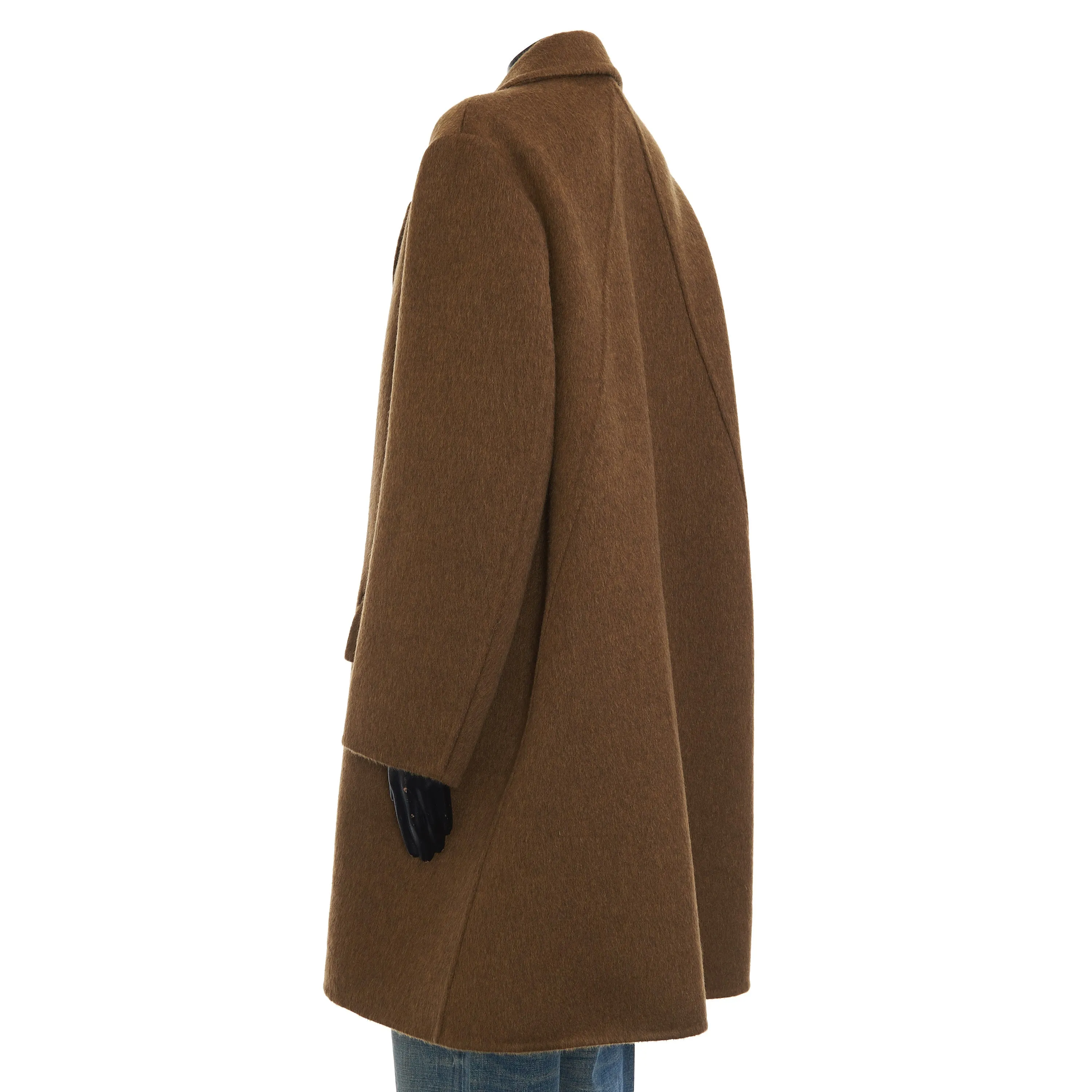 Oversized Coat In Double Face Camel Brown Wool & Mohair