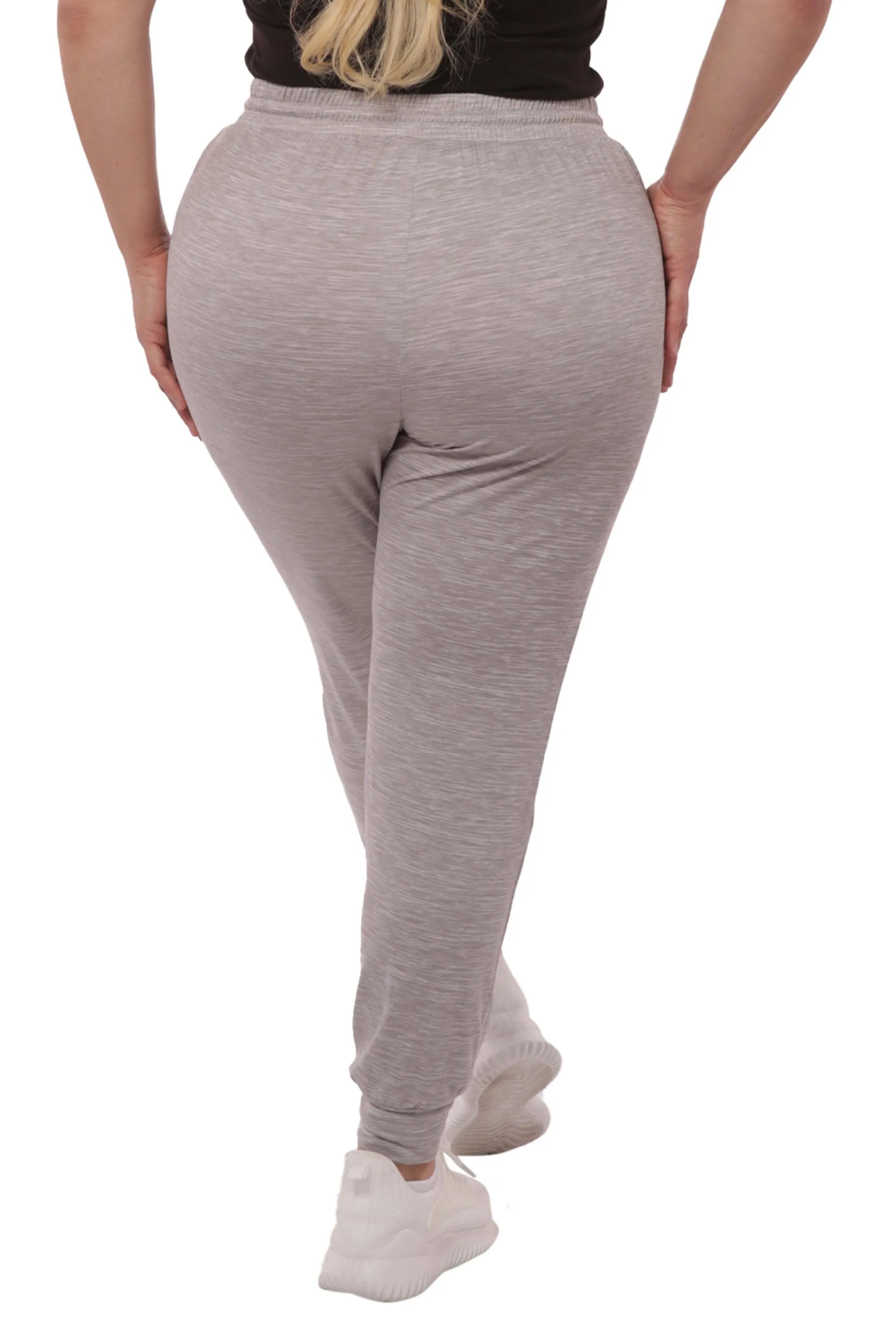 Plus Size Soft Brushed Fleece Lined Sweatpants - Gray Space Dye