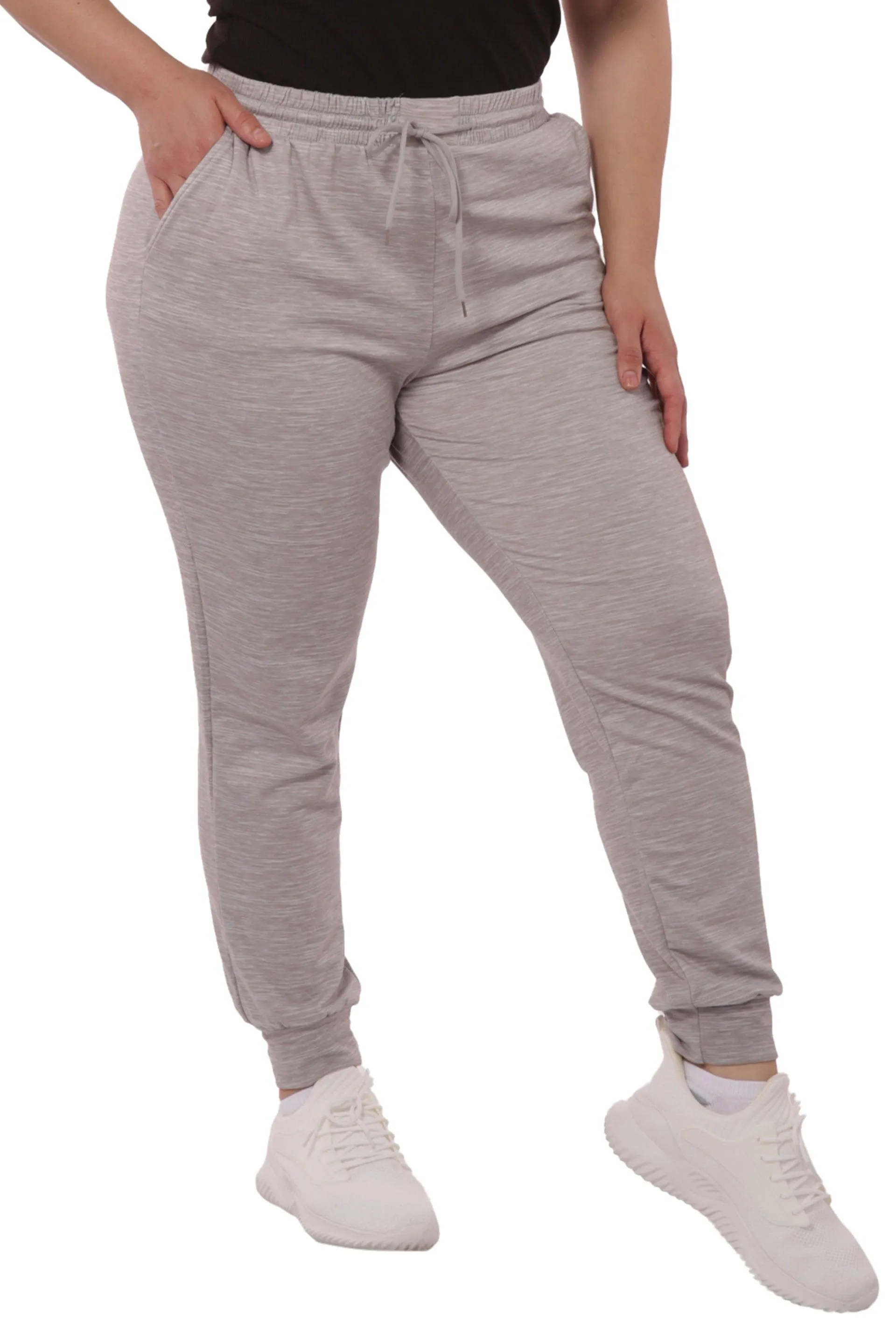 Plus Size Soft Brushed Fleece Lined Sweatpants - Gray Space Dye