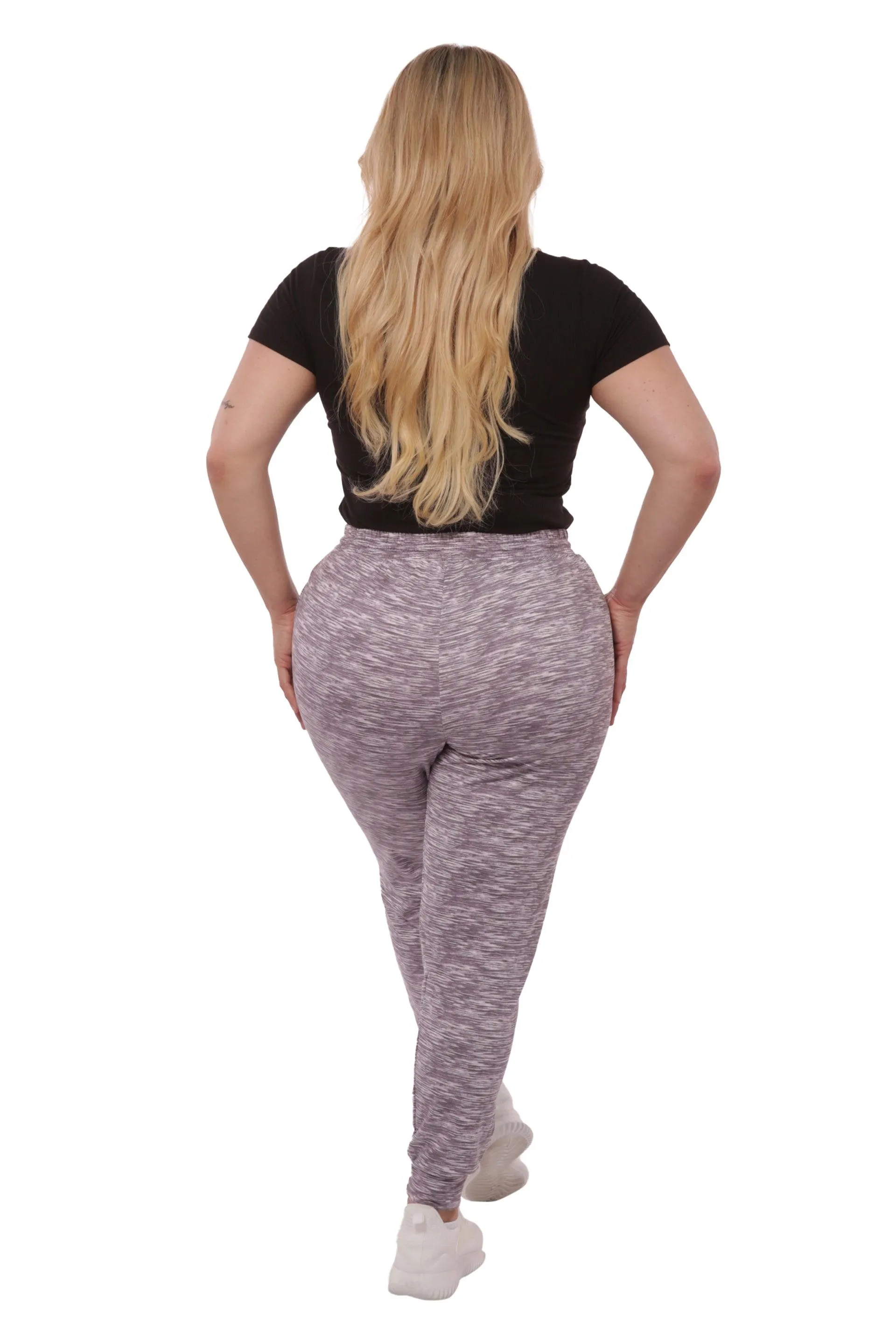 Plus Size Soft Brushed Fleece Lined Sweatpants - Lavender Space Dye