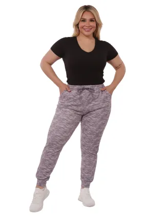 Plus Size Soft Brushed Fleece Lined Sweatpants - Lavender Space Dye