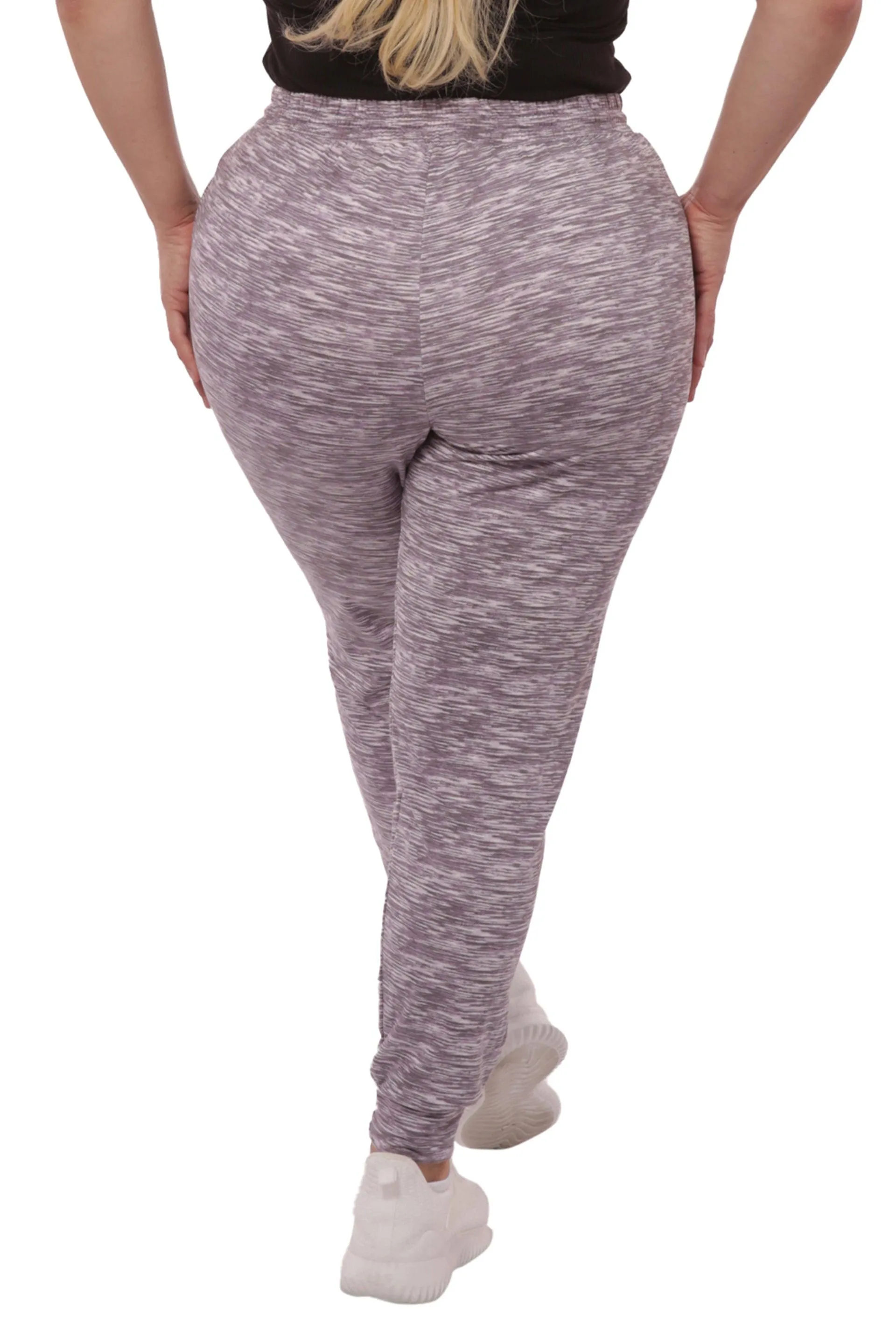 Plus Size Soft Brushed Fleece Lined Sweatpants - Lavender Space Dye