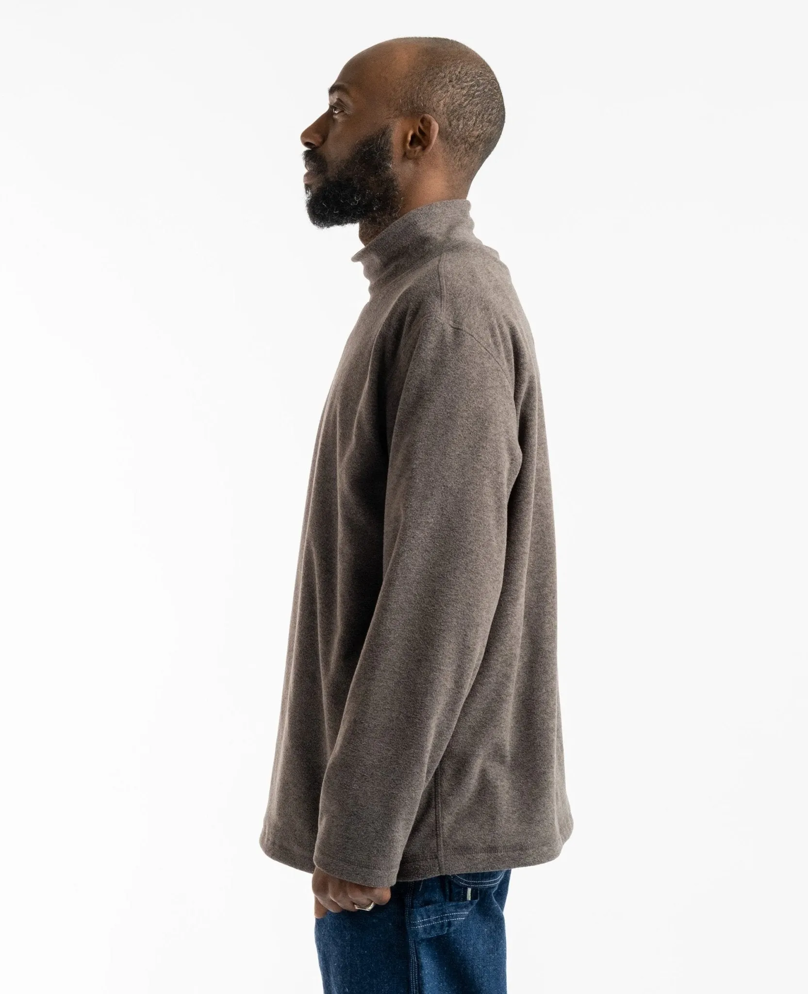 Polar Fleece Mock Neck Grey Melange