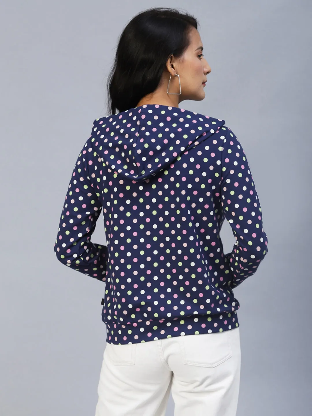 Polka Dot Hooded Terry Jacket