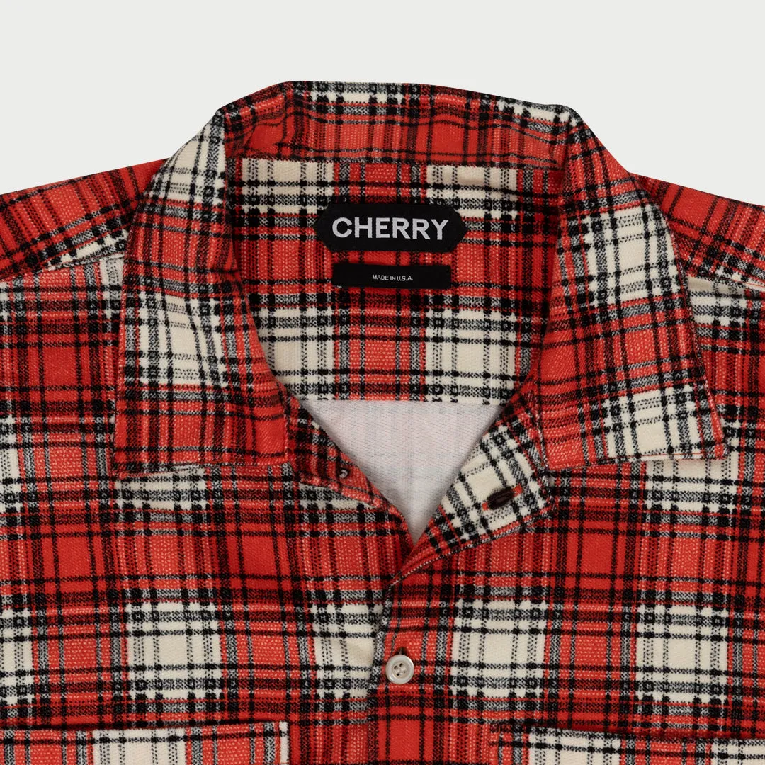 Printed Plaid Shirt (Red)