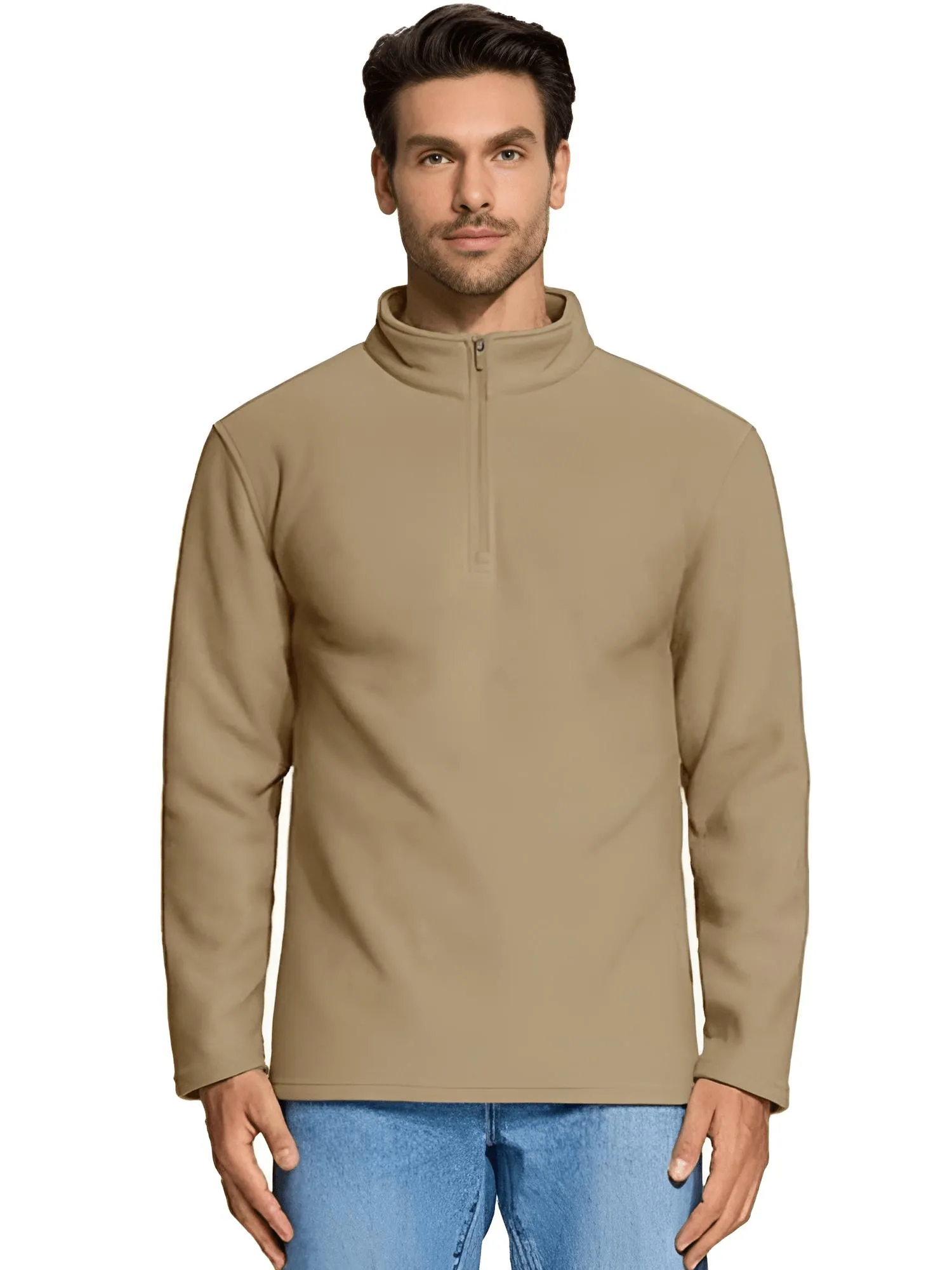 Quarter-Zip Pullover Tops Mens Fleece Sweatshirts