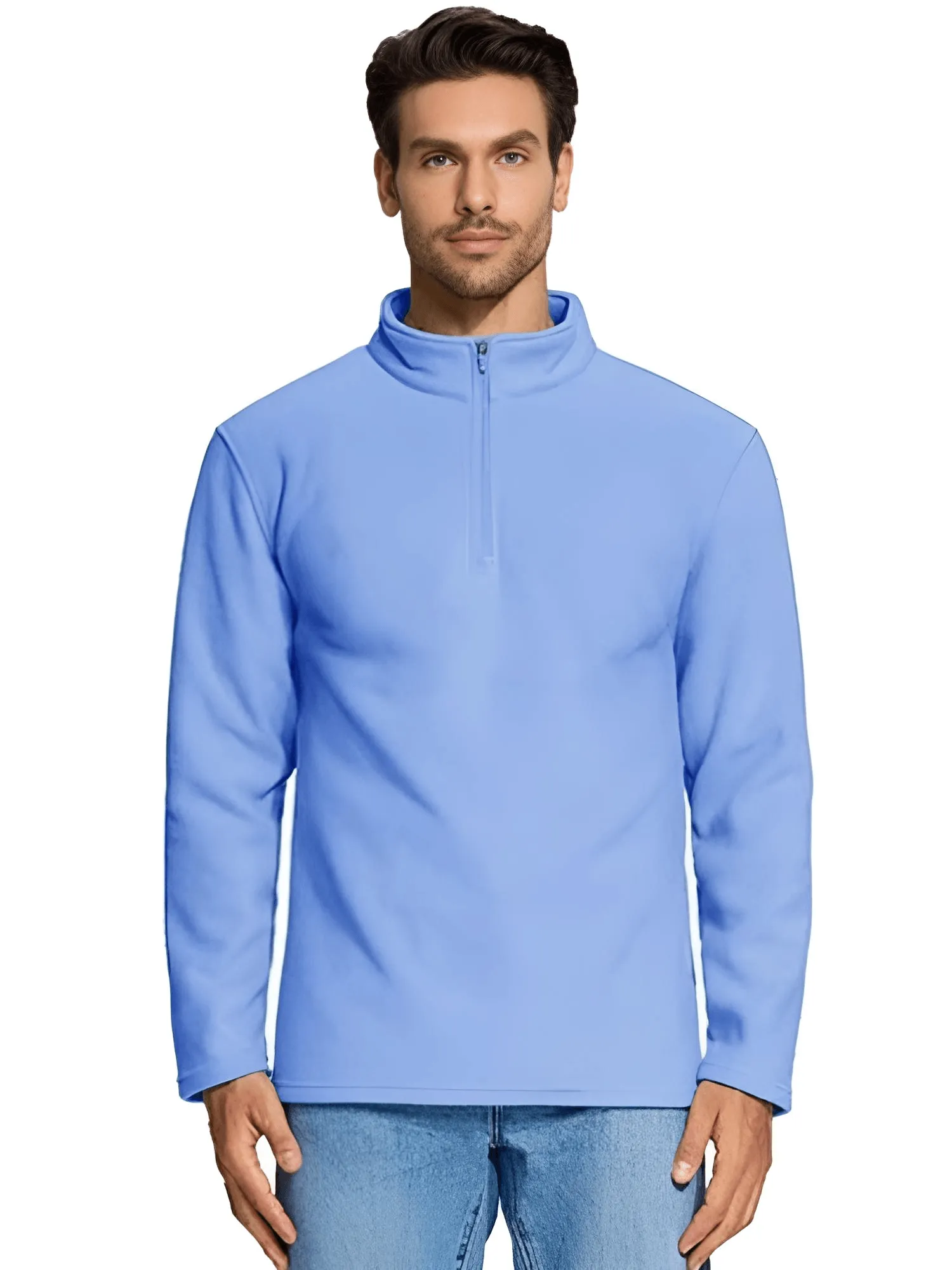 Quarter-Zip Pullover Tops Mens Fleece Sweatshirts