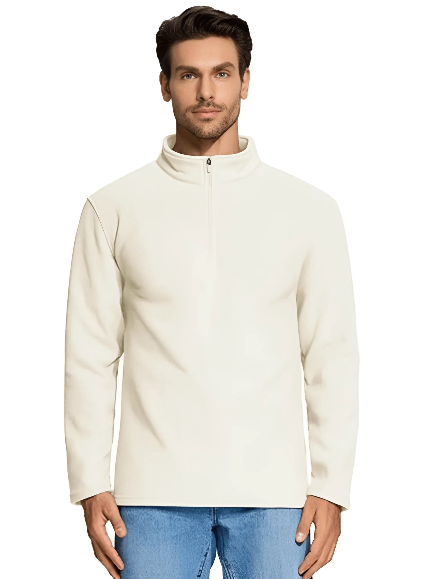 Quarter-Zip Pullover Tops Mens Fleece Sweatshirts