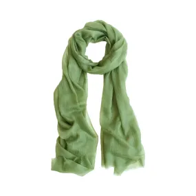 "Featherlight" Oversized Cashmere Scarf - Olive Green