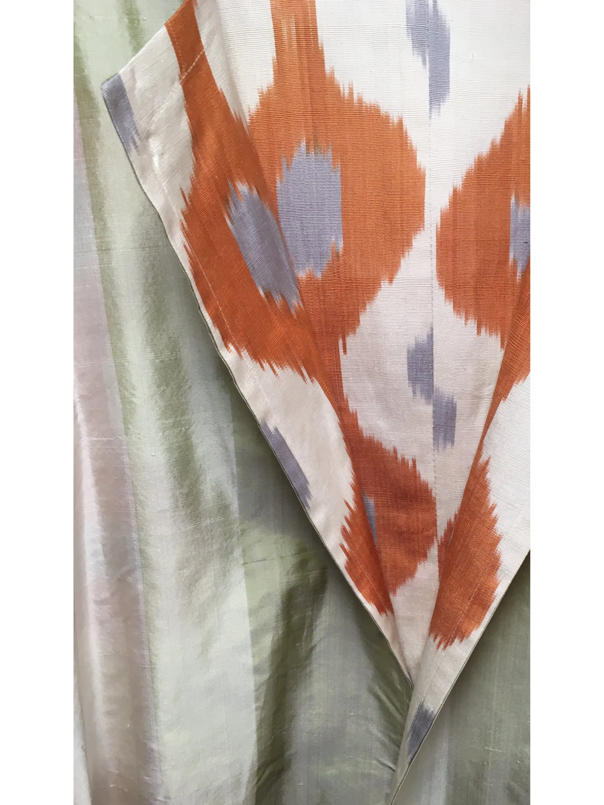 *Reversible Ikat Coat in Apricot and Celery Silk