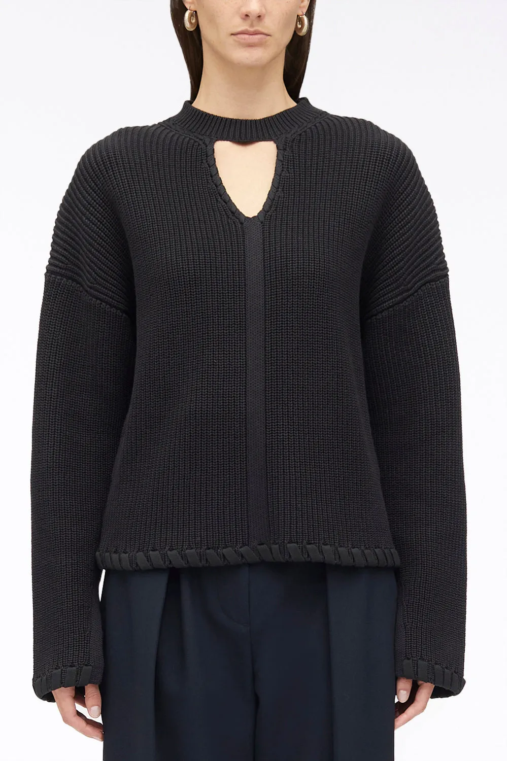 Ribbed V-Neck Jumper