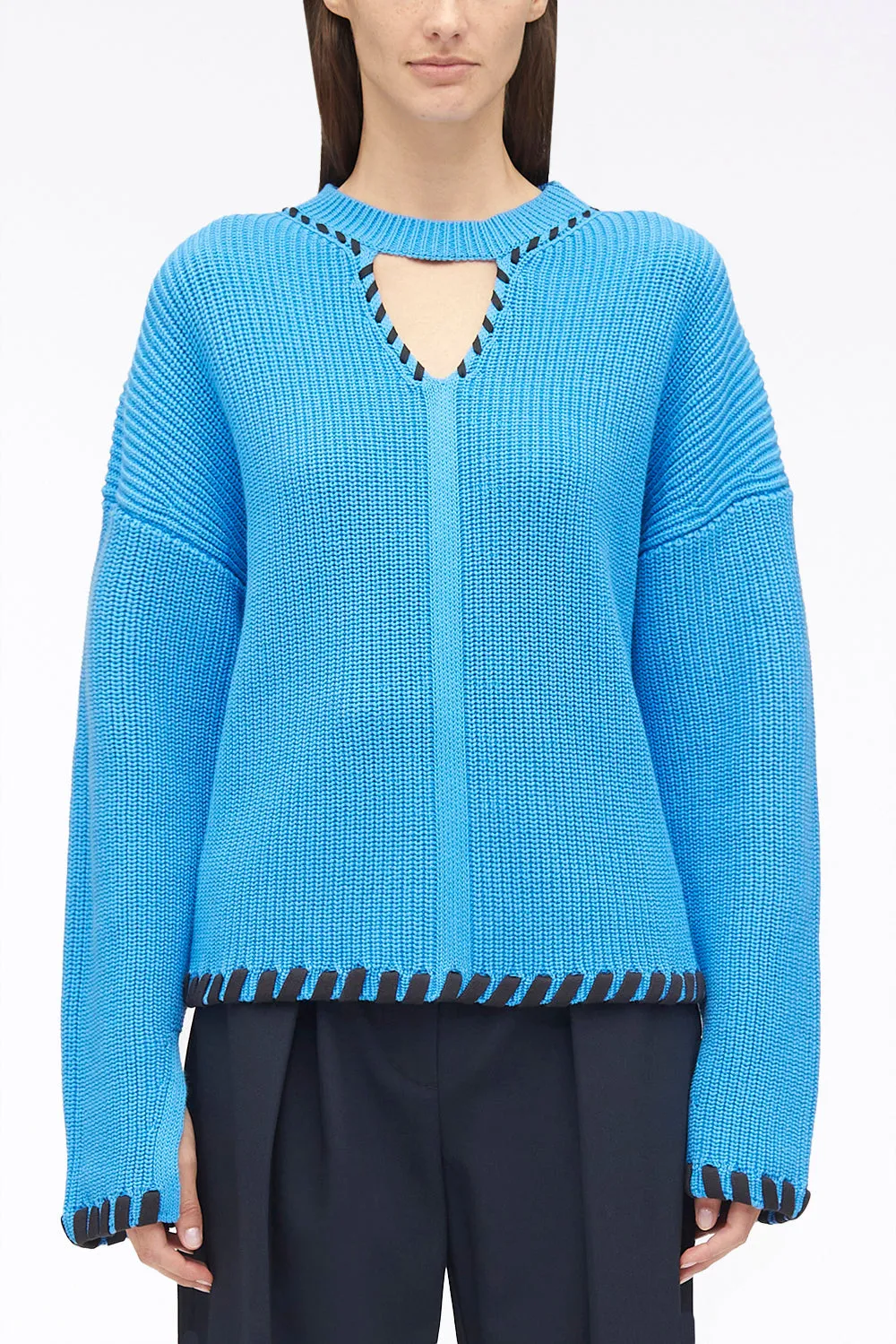 Ribbed V-Neck Jumper