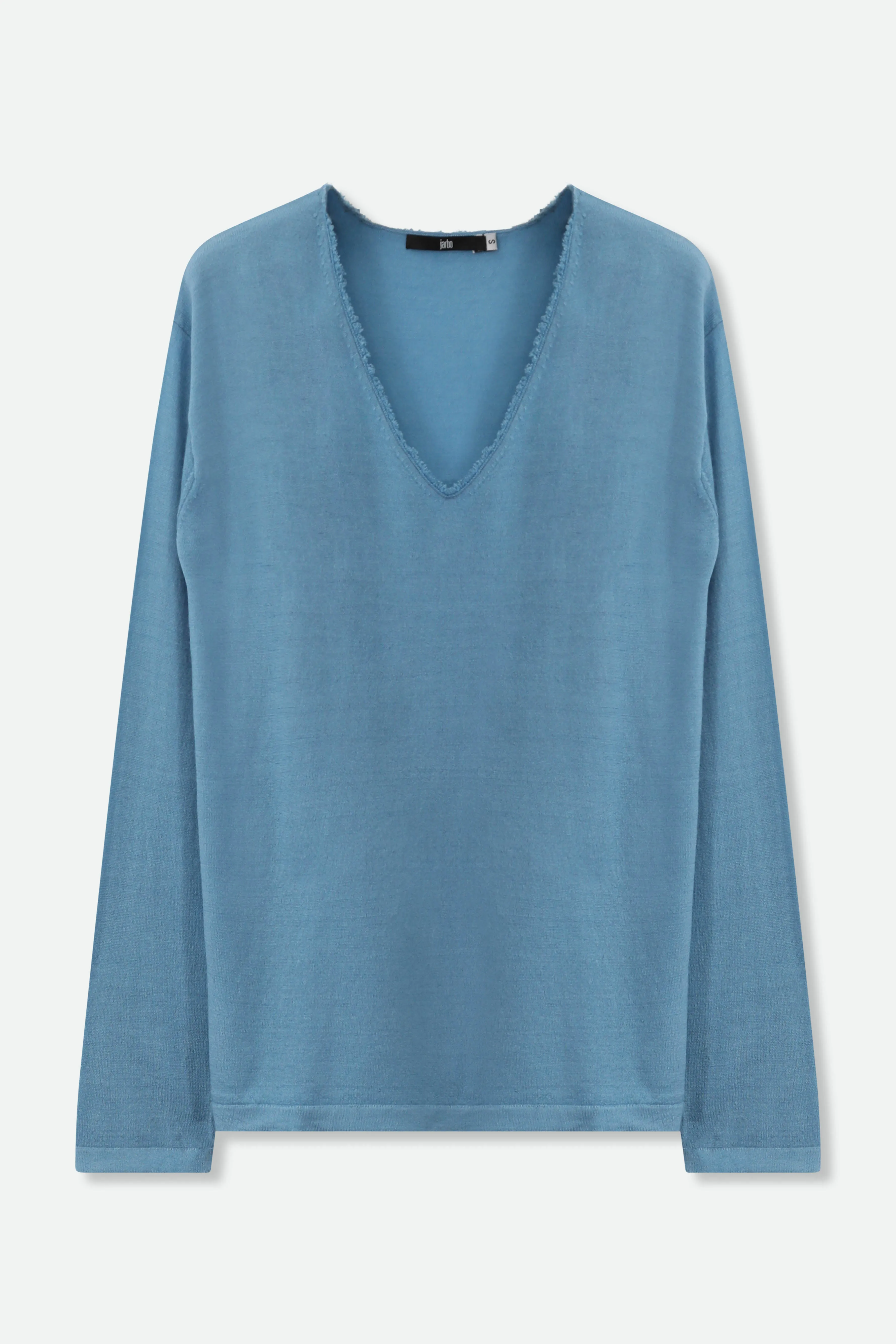 ROWAN OVAL V FRINGE NECK IN HAND-DYED CASHMERE