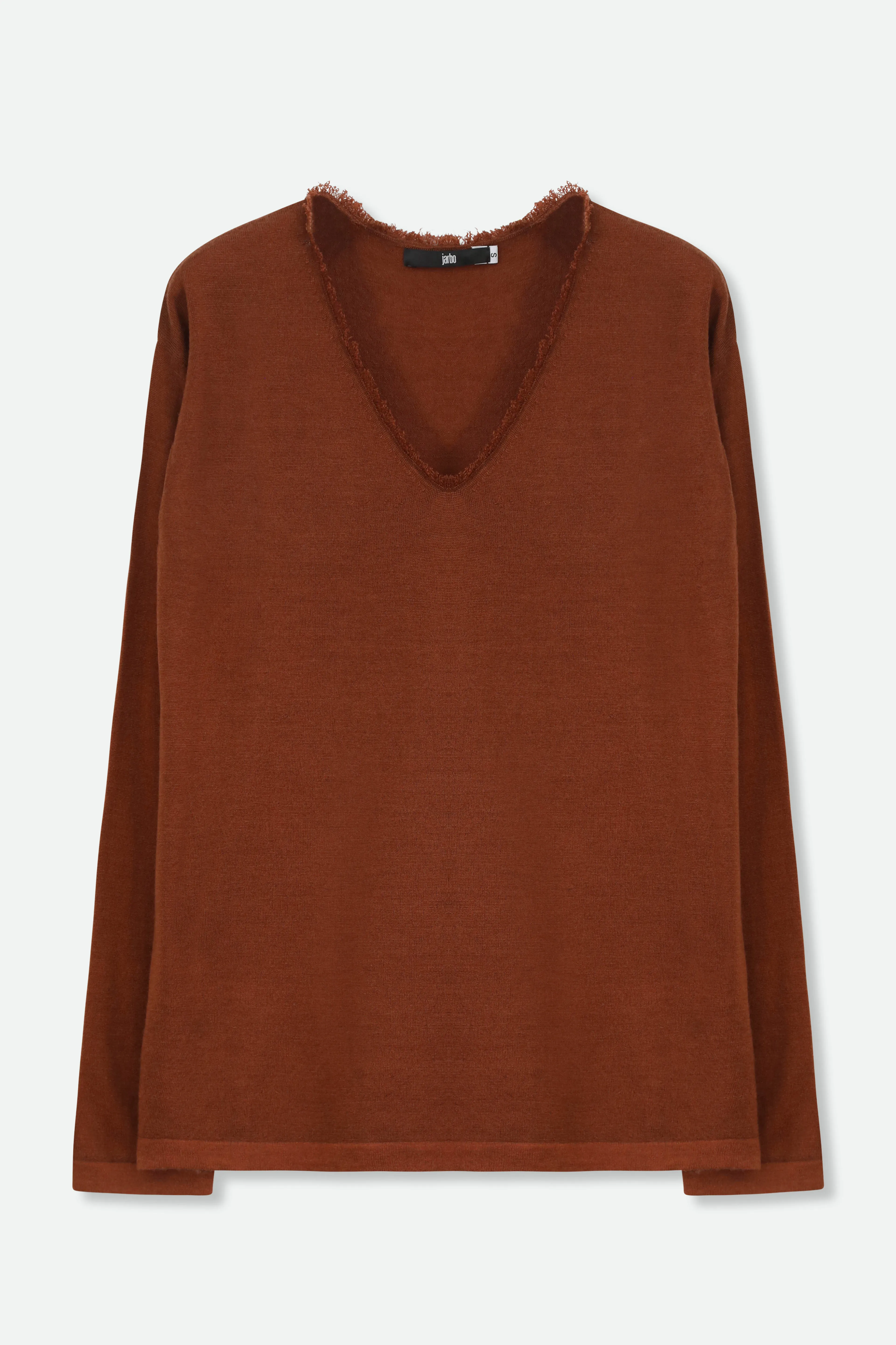 ROWAN OVAL V FRINGE NECK IN HAND-DYED CASHMERE