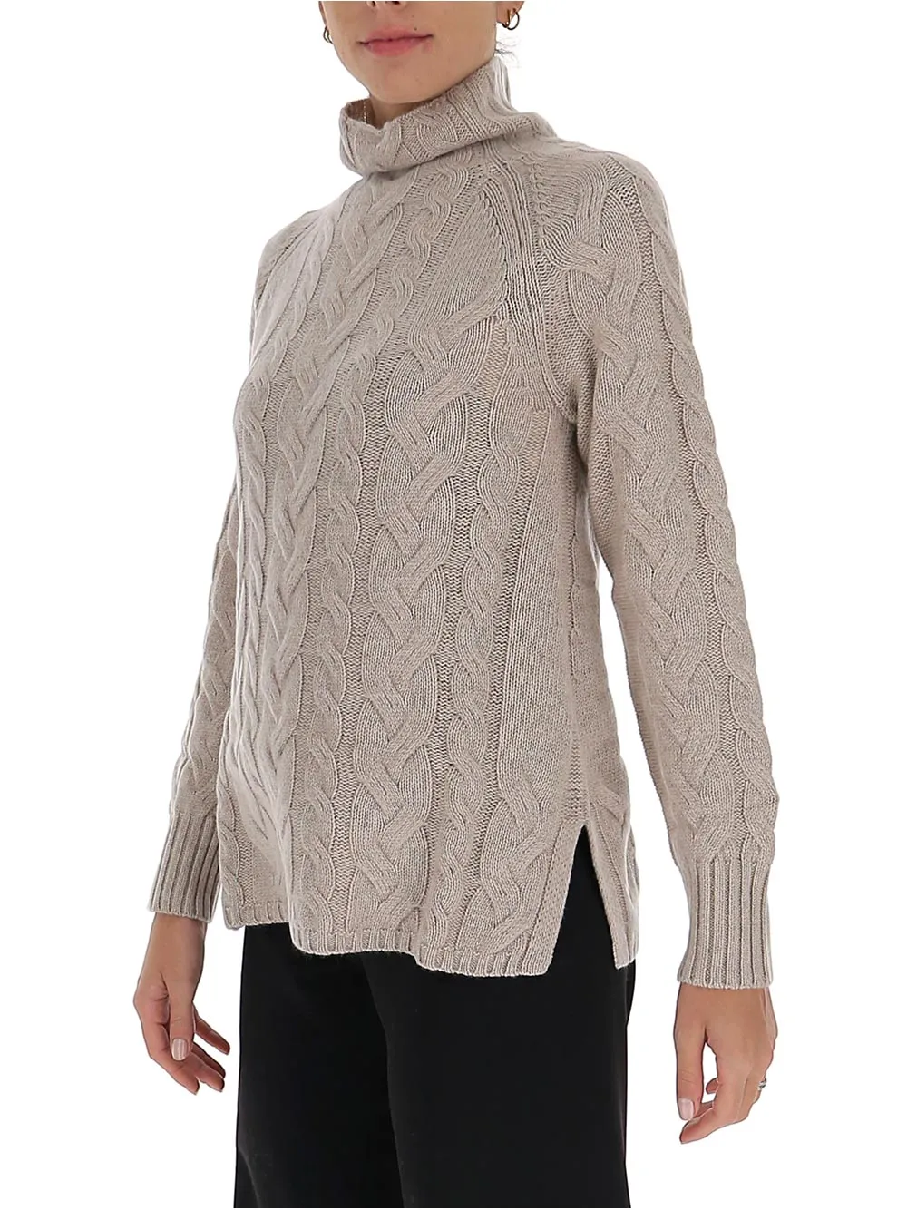 'S Max Mara High-Neck Cable Knit Sweater