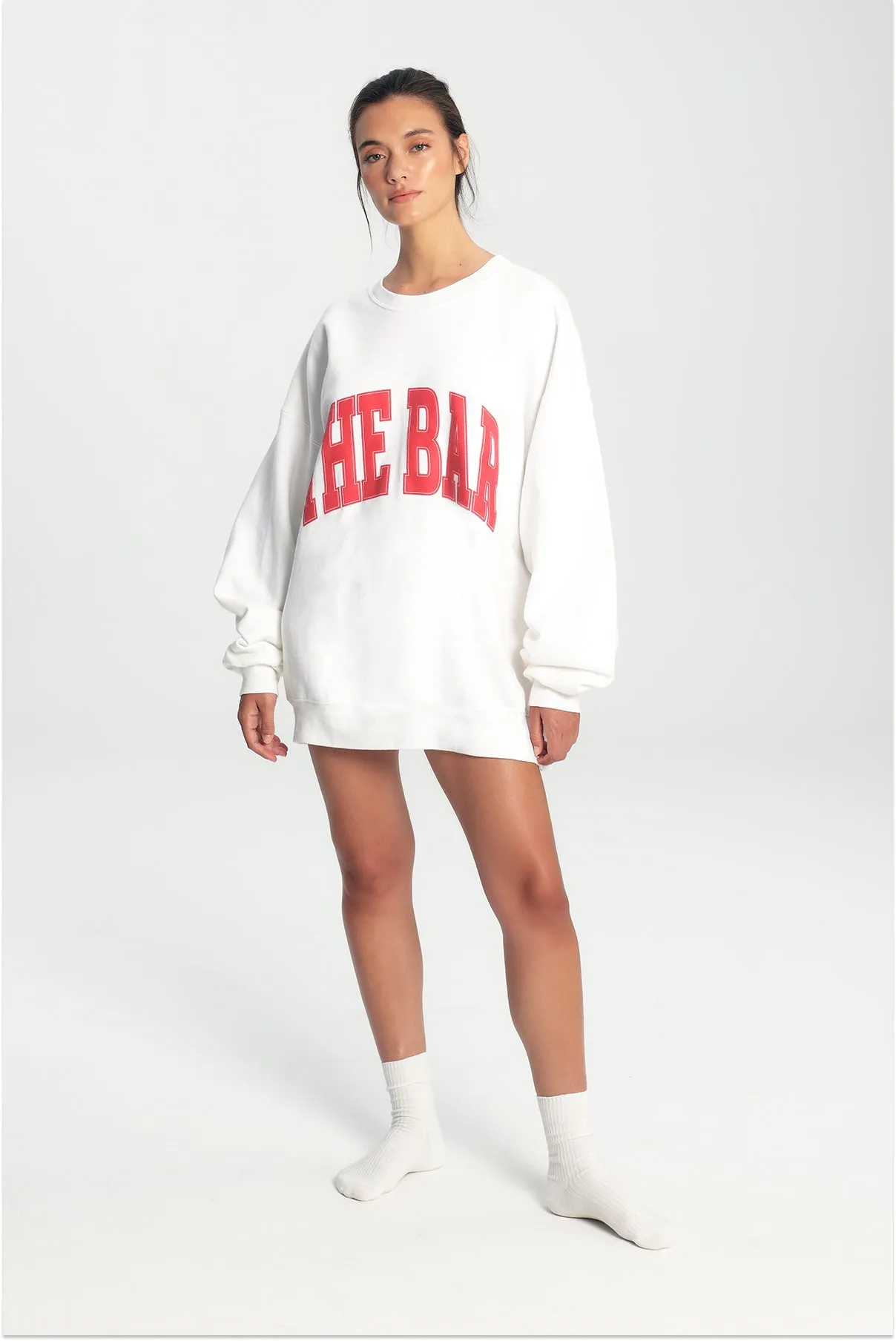 VARSITY SWEATSHIRT WHITE/CHERRY