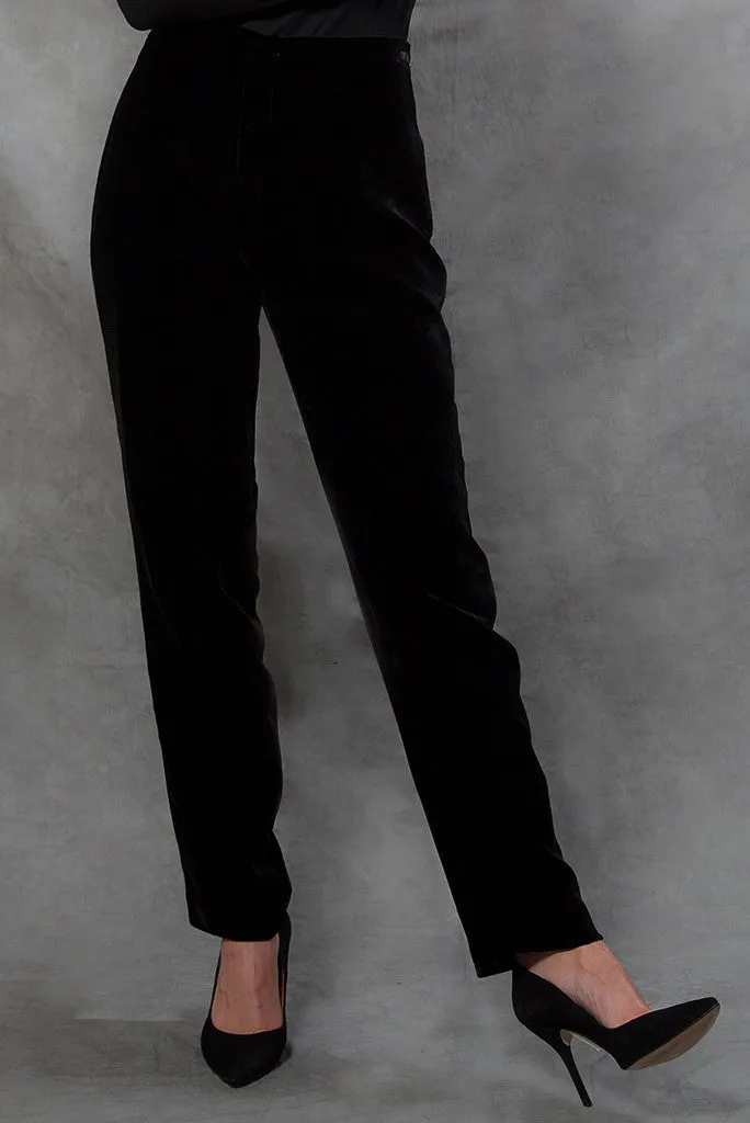 Velvet Trousers with Narrow Leg - Black