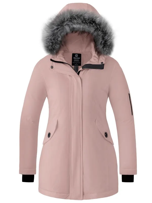 Women's Down Jacket Waterproof Snow Coat Warm Puffer Parka Jacket with Faux Fur Hood Arctic I