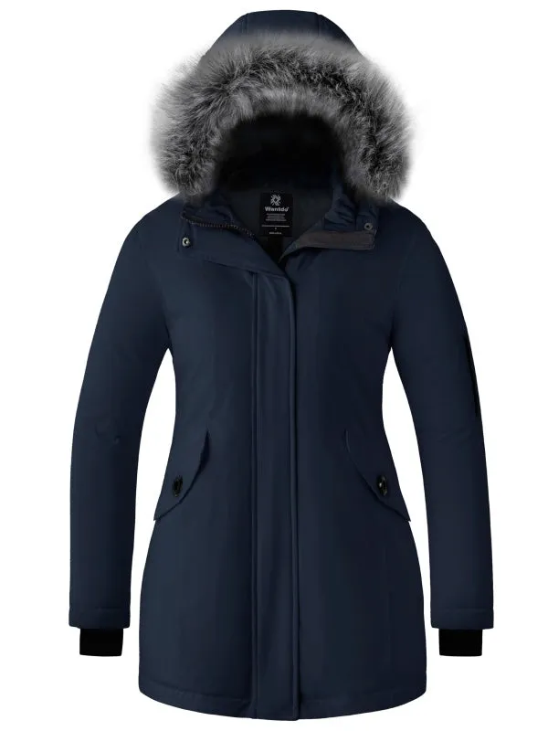 Women's Down Jacket Waterproof Snow Coat Warm Puffer Parka Jacket with Faux Fur Hood Arctic I